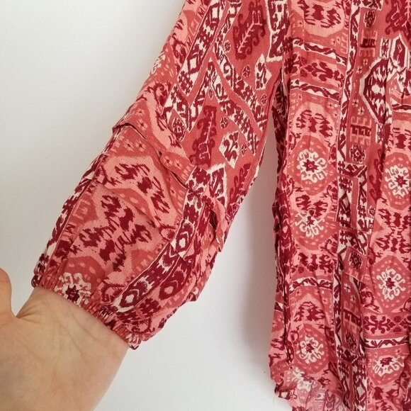 Lucky Brand Paisley Geometric Print Boho Aztec Top - Picture 5 of 8